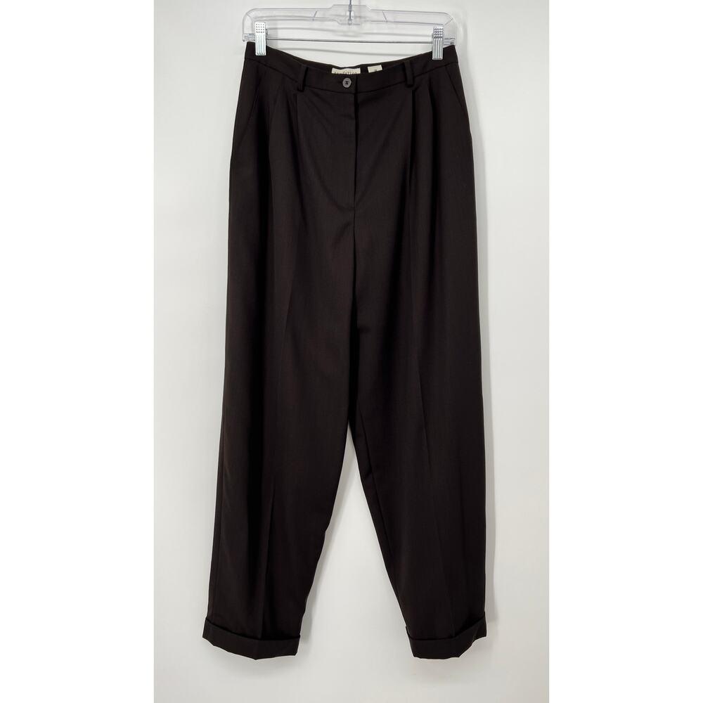 Ann Taylor Black High-Waist Pleated Trousers